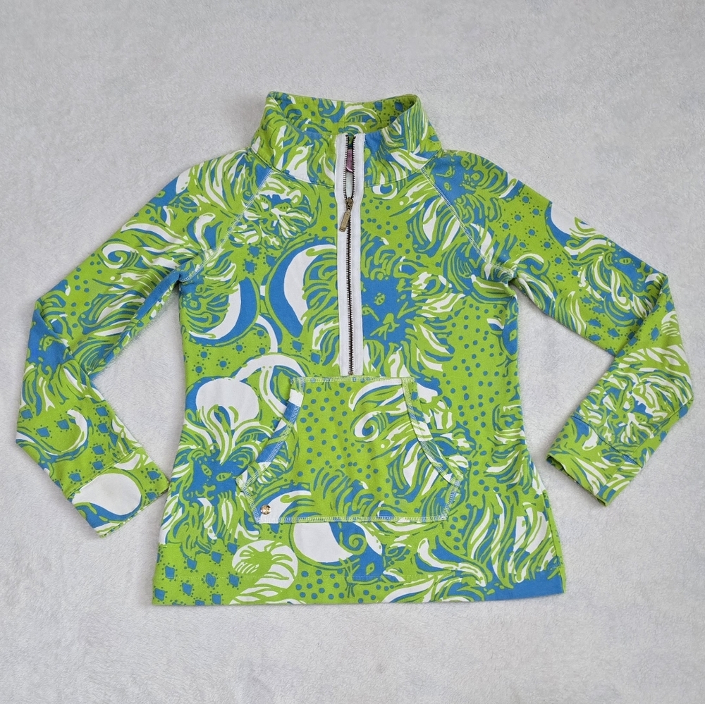 Women's Lilly Pulitzer Popover Jacket Roar Of The Jungle Top Half Zip Size Small